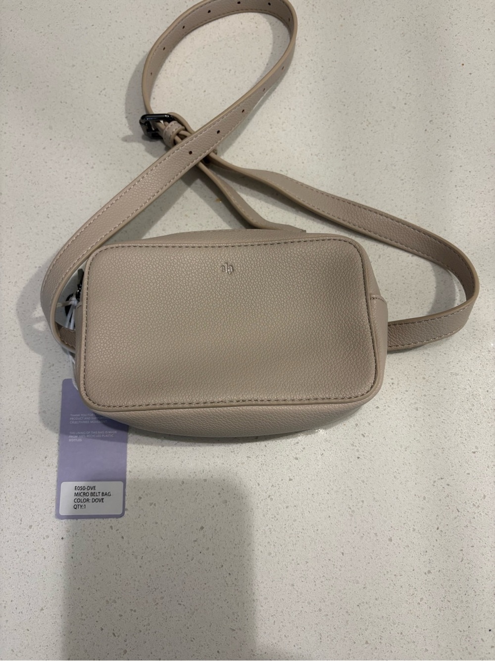 Jillian Harris Ela collab Soft Pebbled Leather Crossbody Bag in Dove